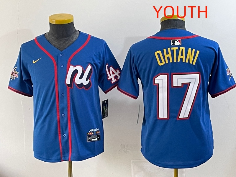 Youth 2025 Los Angeles Dodgers 17 Ohtani Blue Nike MLB Jersey style 002